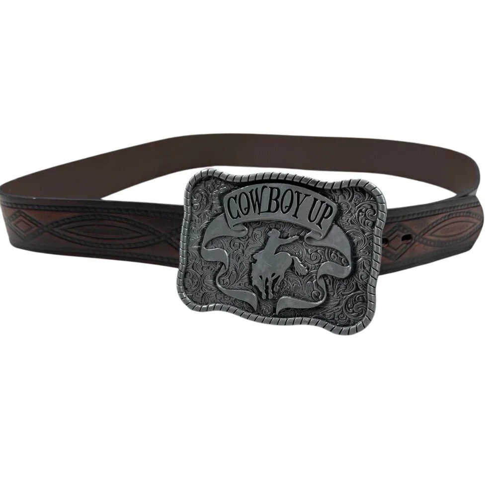 Wrangler Cowboy Up Western Belt Buckle Rodeo Festival Fair